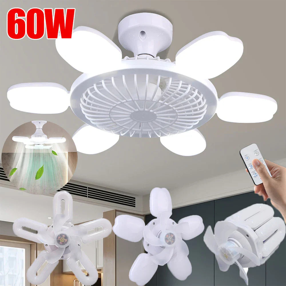 Stille Justerbar Fjernbetjening Loft Foldebar Ventilator Lampe