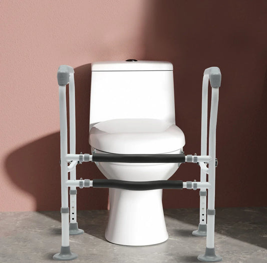 Justerbare højde toiletræling ældrepleje komfort sikkerhedsræler