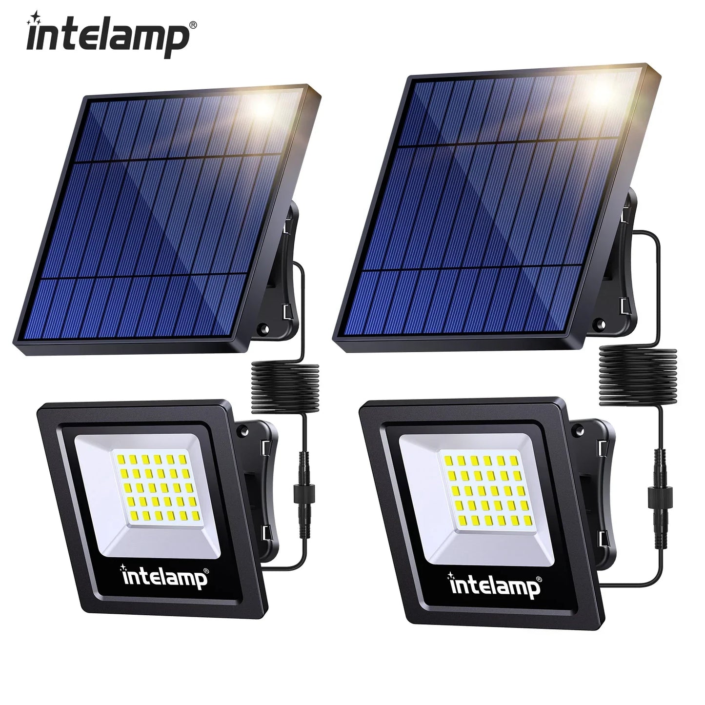LED Solsikkerhedslampe Duo | 2-pak | 1200LM Lysstærk | IP65 Vandtæt | Have, Patio og Terrase