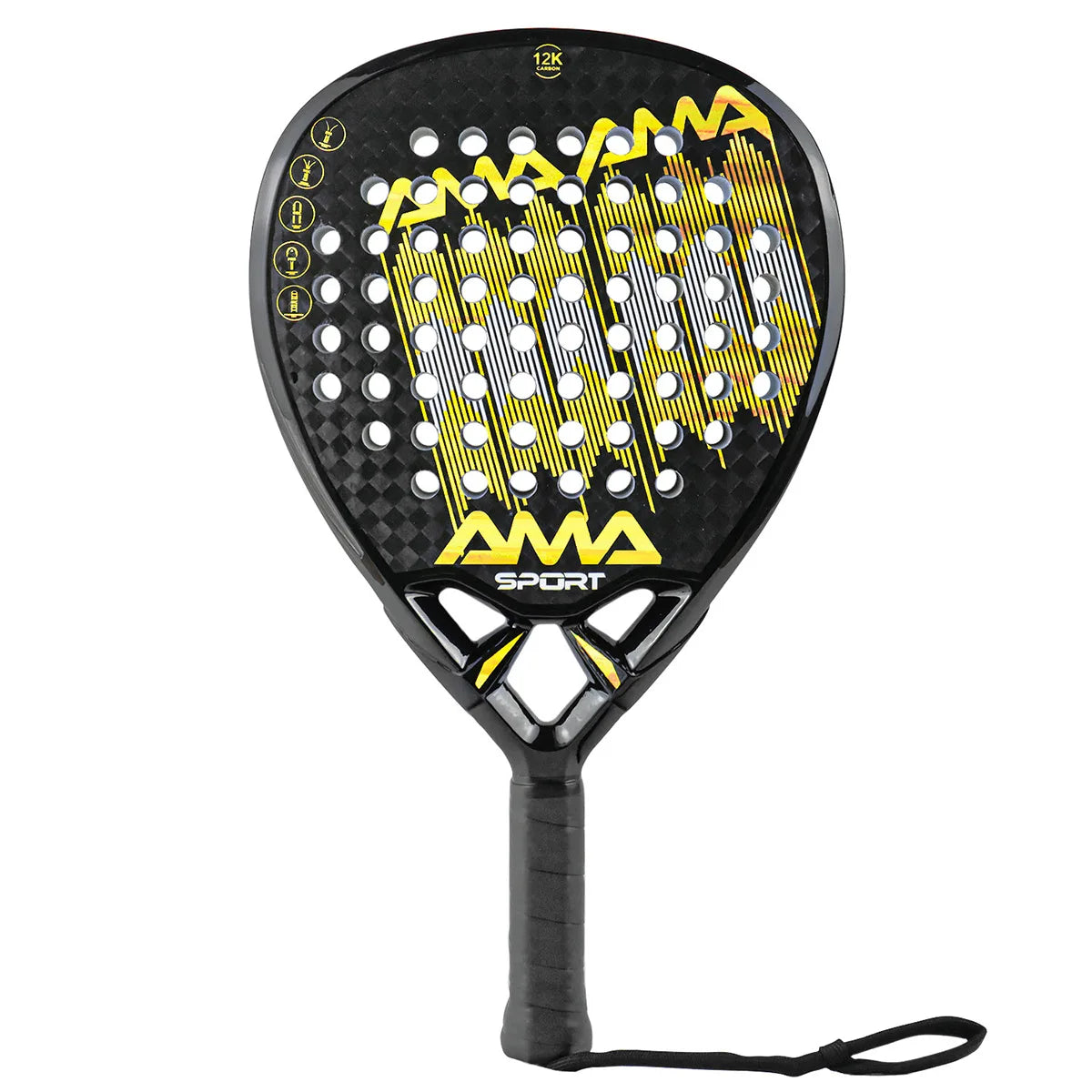 Lättvikts padelracket i kolfiber, matt finish, för nybörjare och proffs