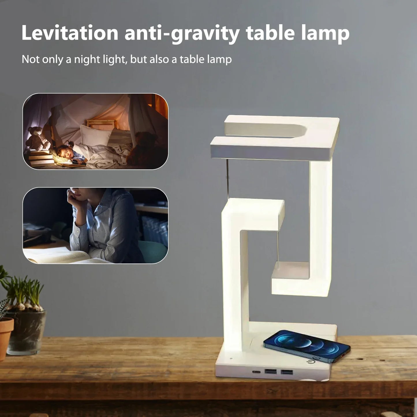 Anti Gravity Orbit Trådløs Opladning Natlampe
