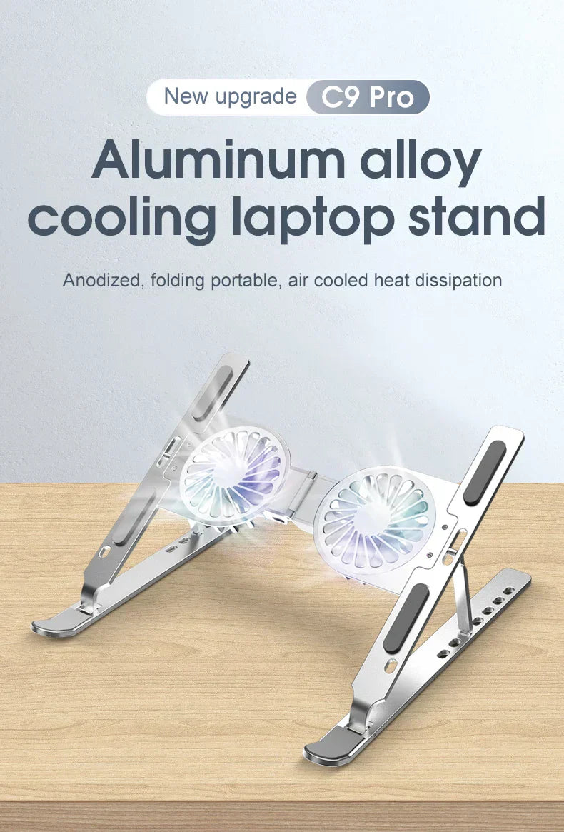 Sammenklappelig aluminium laptop kølerstand med justerbar højde
