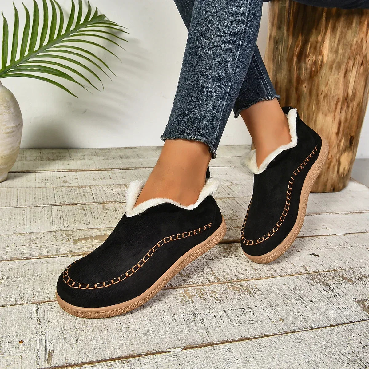 Dam Varm Vinter Slip-On Stövlar med Platå