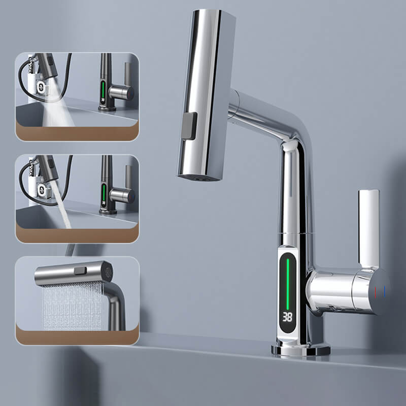 WaterMaster Fleksibel LED Køkken & Bad Vandhane – 360° Drejelig, Udtziehbar Slange & 5 Sprøjteindstillinger
