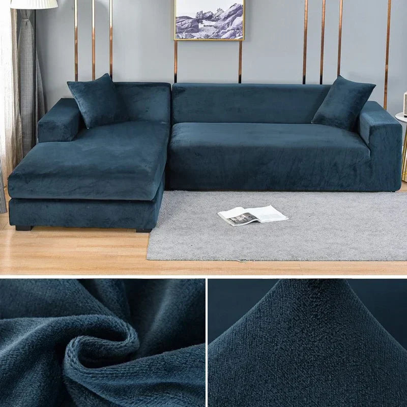 Elastiskt velour sofföverdrag med lyxig finish