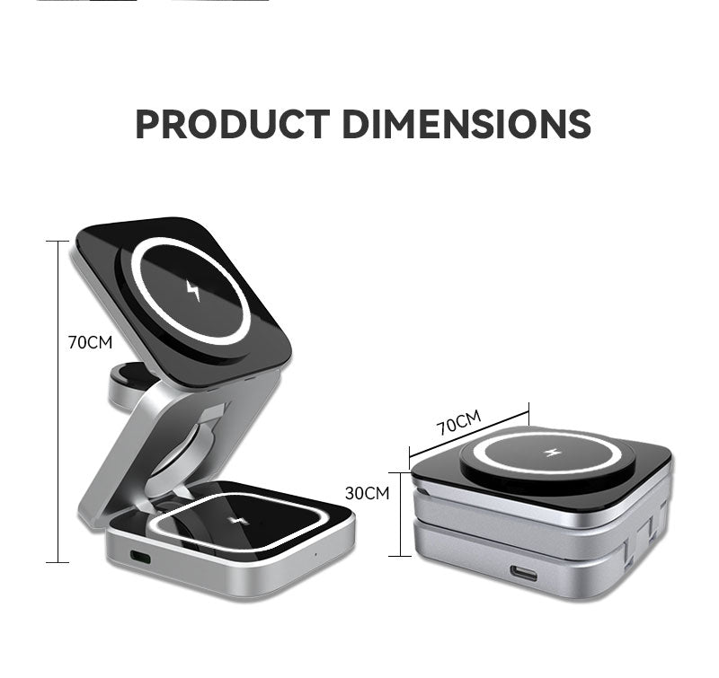 3-i-1 Hurtig Magnetisk Trådløs Oplader til iPhone, AirPods & Apple Watch