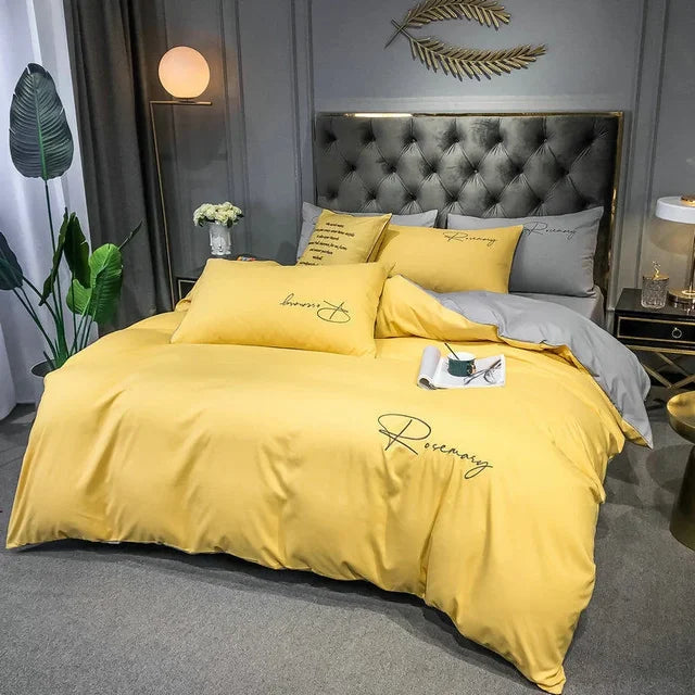 Elegant luksus sengetøj med broderet design
