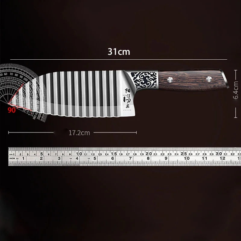 Træhåndtag Ribbet Design Køkkenkniv