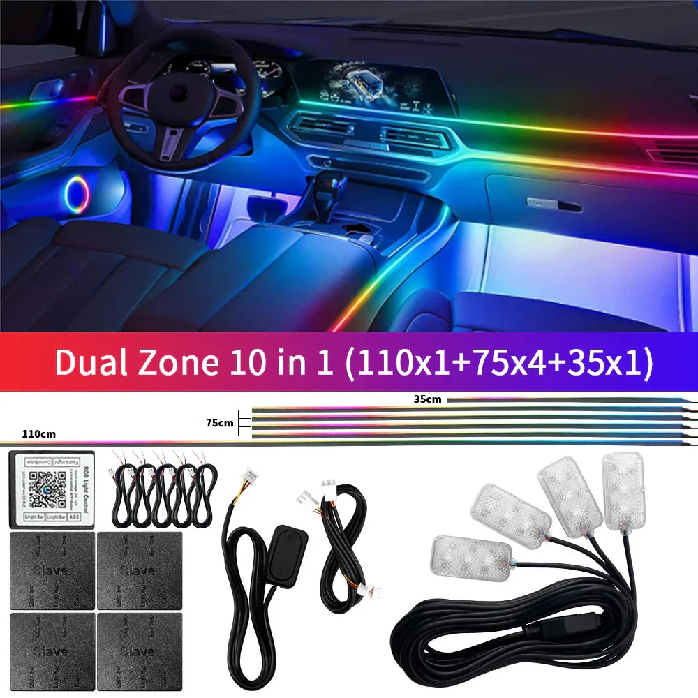 Bluetooth RGB Symphony Bil Atmosfære Lys Sæt