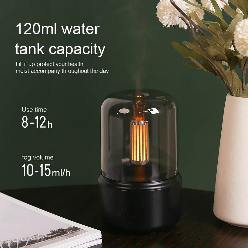 Aroma Diffuser med natlys | USB luftfugter 2-i-1 med 120 ml vandtank og automatisk slukning