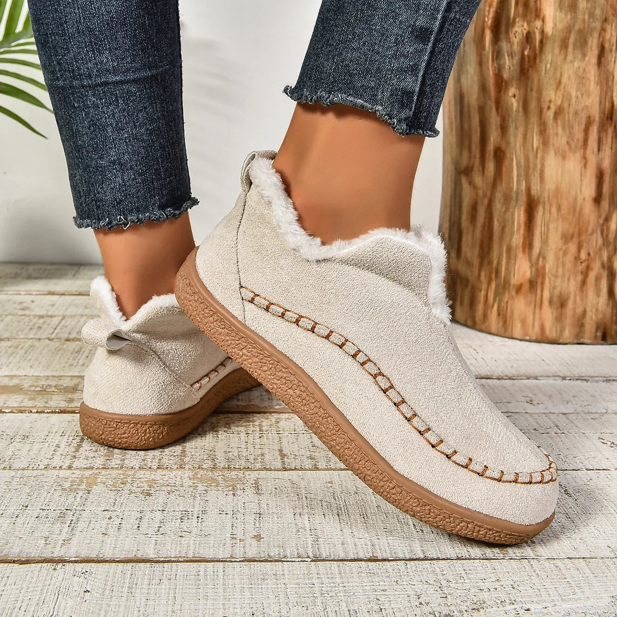 Dam Varm Vinter Slip-On Stövlar med Platå