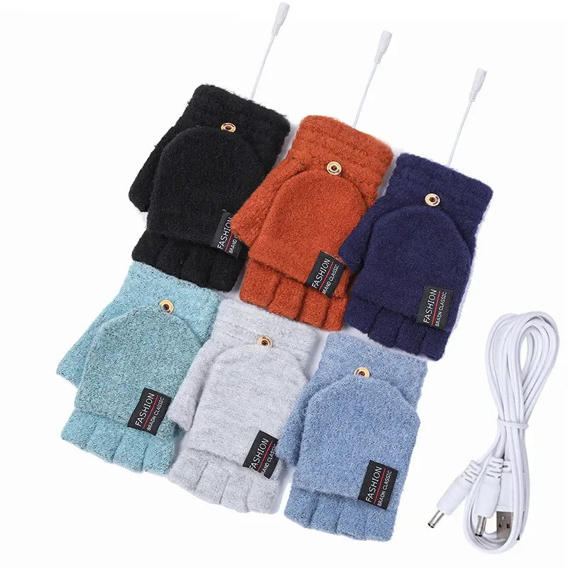USB Värmehandskar | 3 Temperaturinställningar | Mjukt Stickat Material | Unisex Storlek