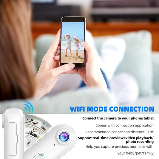 Mini WiFi Action Kamera 4K – Tragbar, Vandtæt, 360° Montering med Magnetclip
