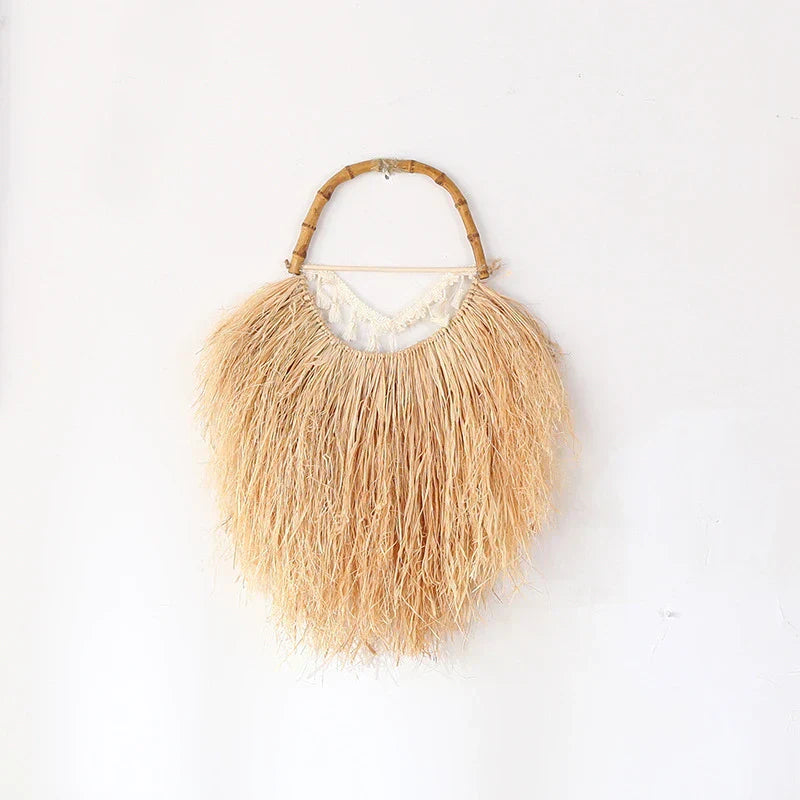 Boho Väggdekoration i Raffia – Äkta och Stämningsfull
