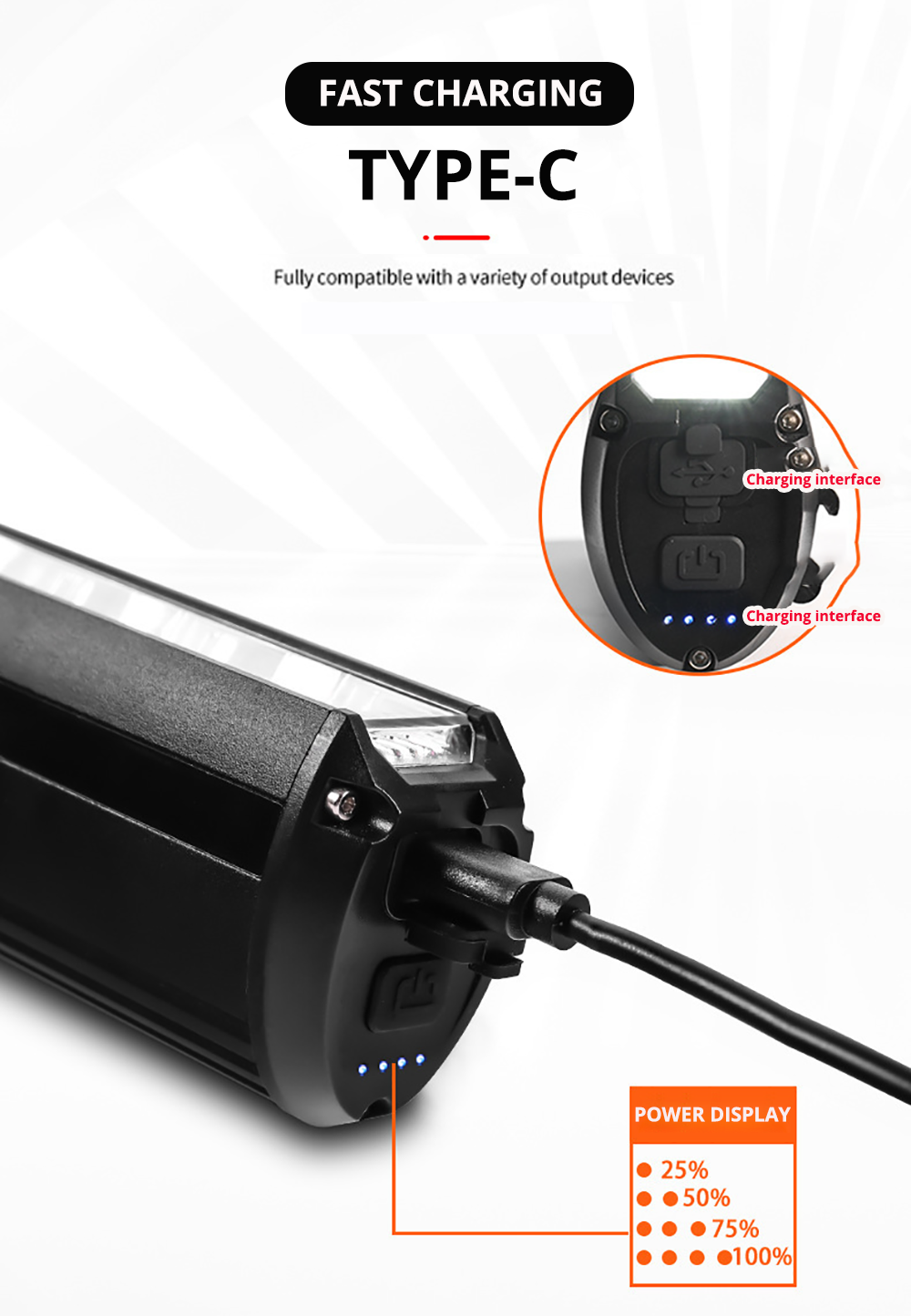 LED-cykellampa med powerbankfunktion