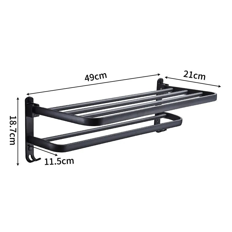 Elegant handdukshängare i aluminium – Utrymmessnål hopfällbar design