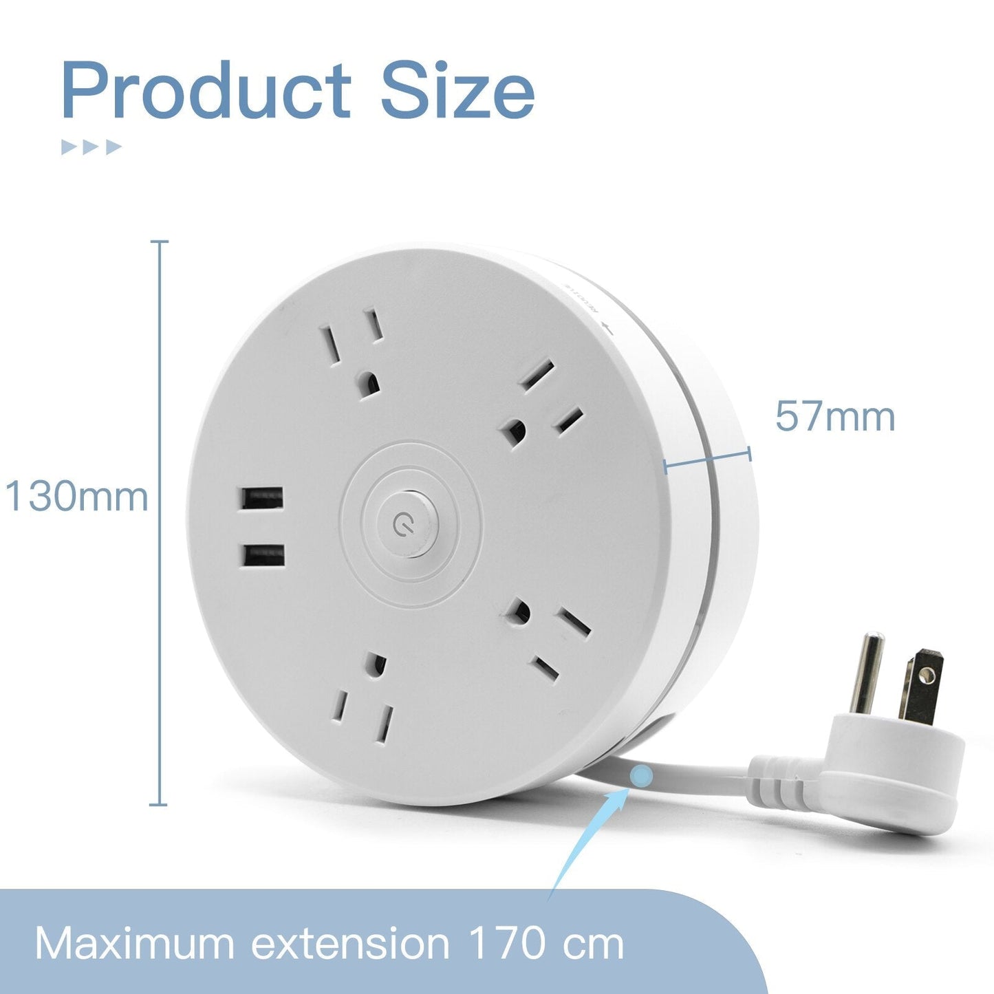 Round Total Connect-kabel för strömförlängning