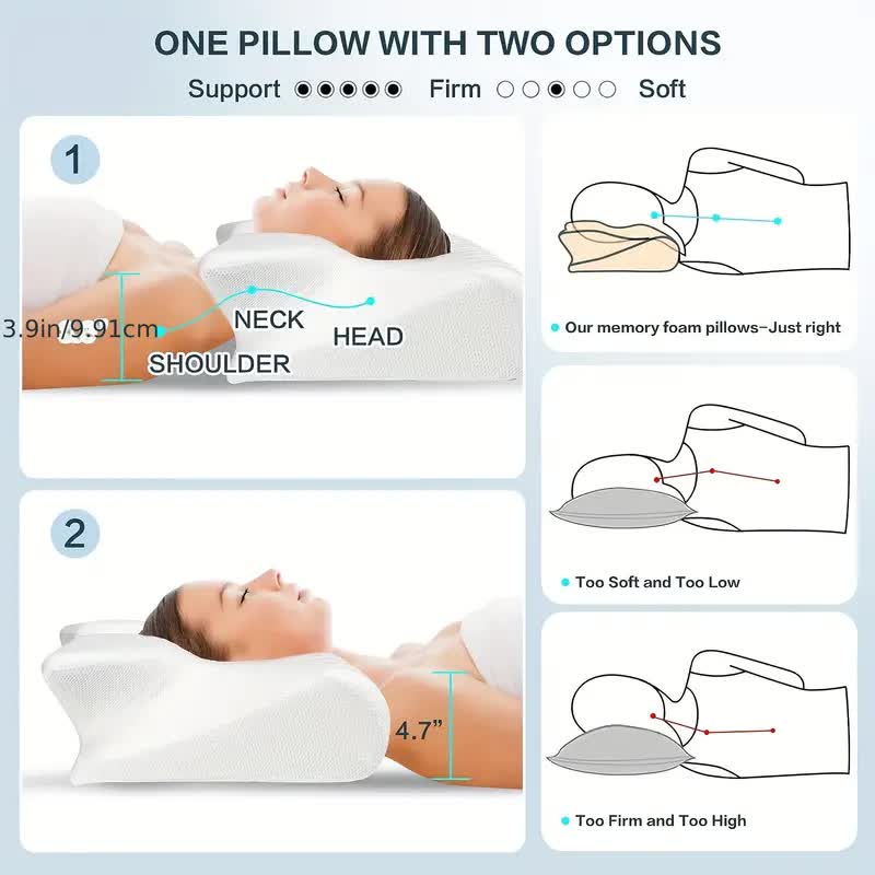 Ergonomisk Memory Foam Kudde - Optimal Nack- och Ryggstöd