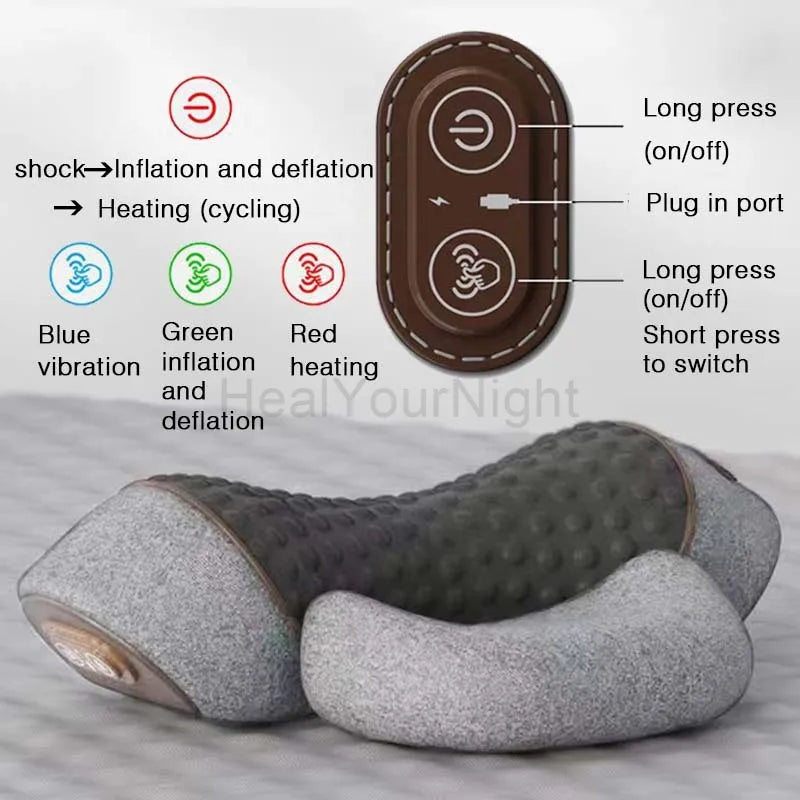 Vibrationsmassagekudde med varmkompression