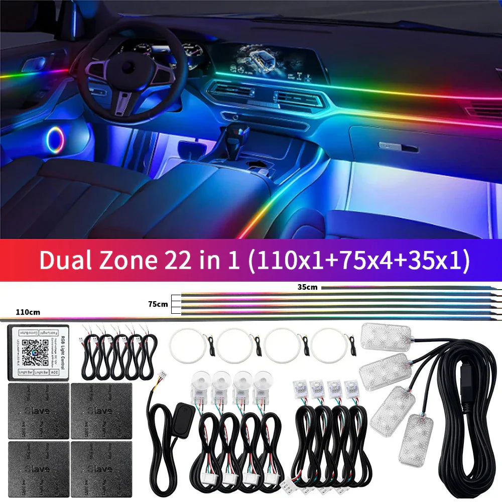 Bluetooth RGB Symphony Bil Atmosfære Lys Sæt