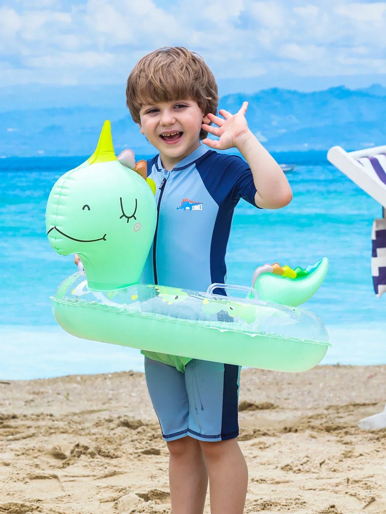 Anillo Inflable para Niños – Anillo con Forma de Dino para Diversión de Verano y Actividades en la Piscina