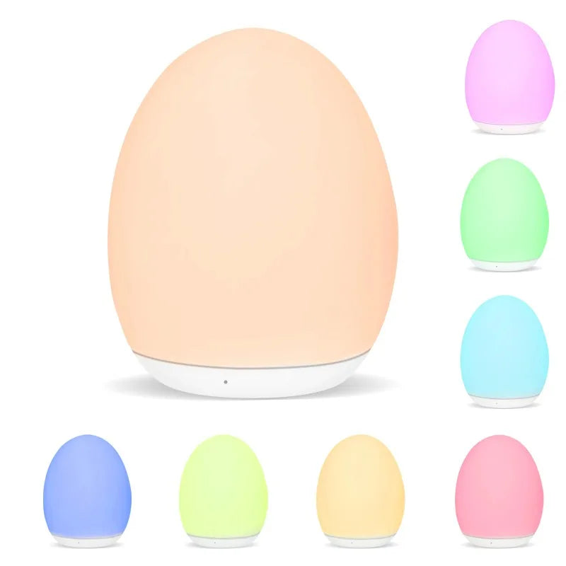 Lysande nattlampa med RGB och varmvit – Touchkontroll – 100 timmars batteri – 12 × 10 cm – Barnrum