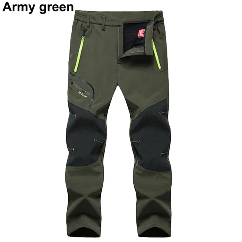 Vattentäta softshell vandringsbyxor för herrar, varma och vindskyddande, L–6XL