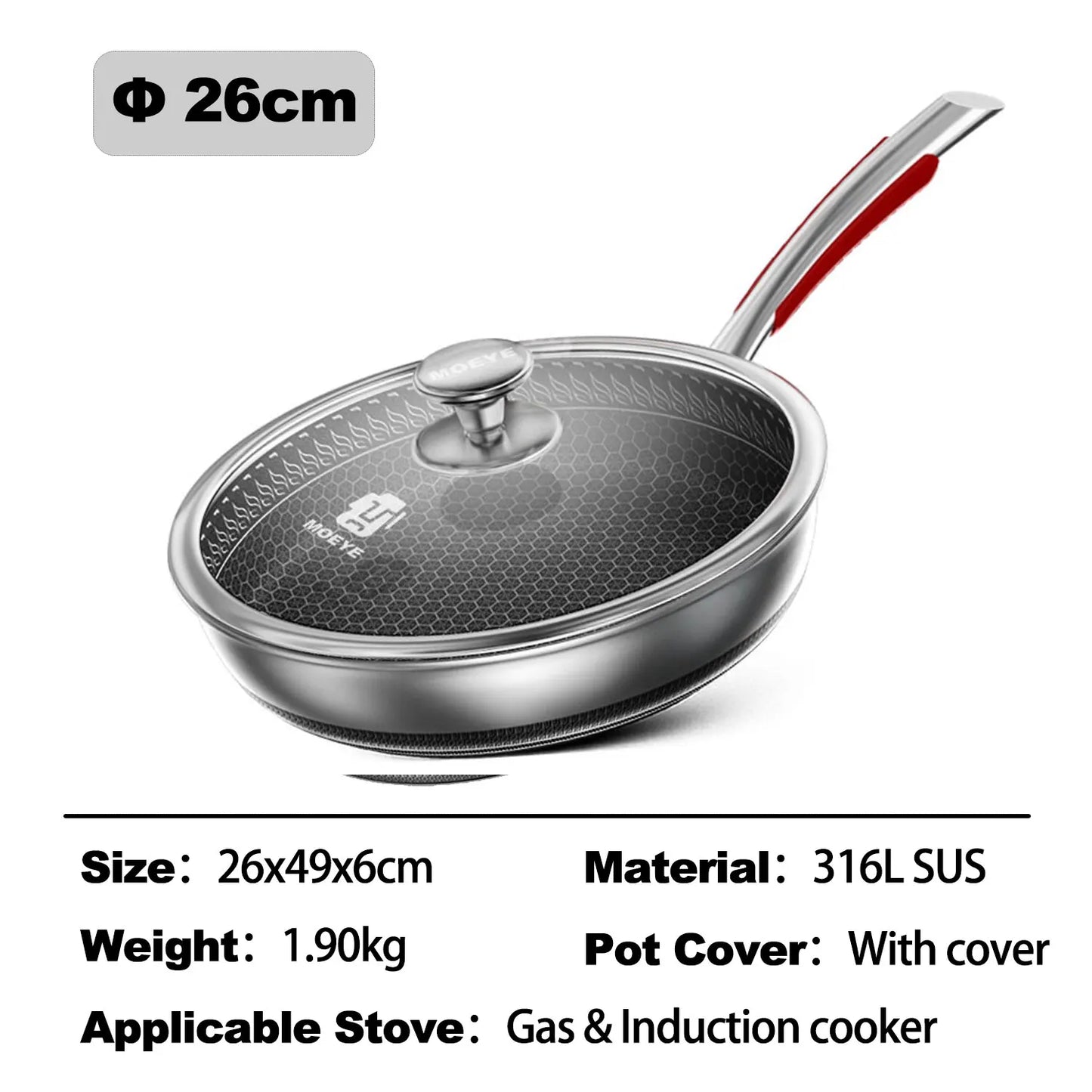 Safe Cook Nonstick Antibakteriel Rustfrit Stål Pande