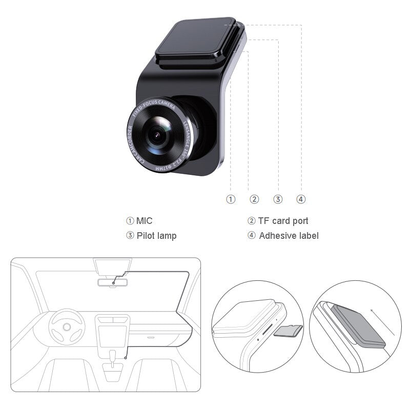 Drive Assist Nattseende Vidvinkel Dash Cam