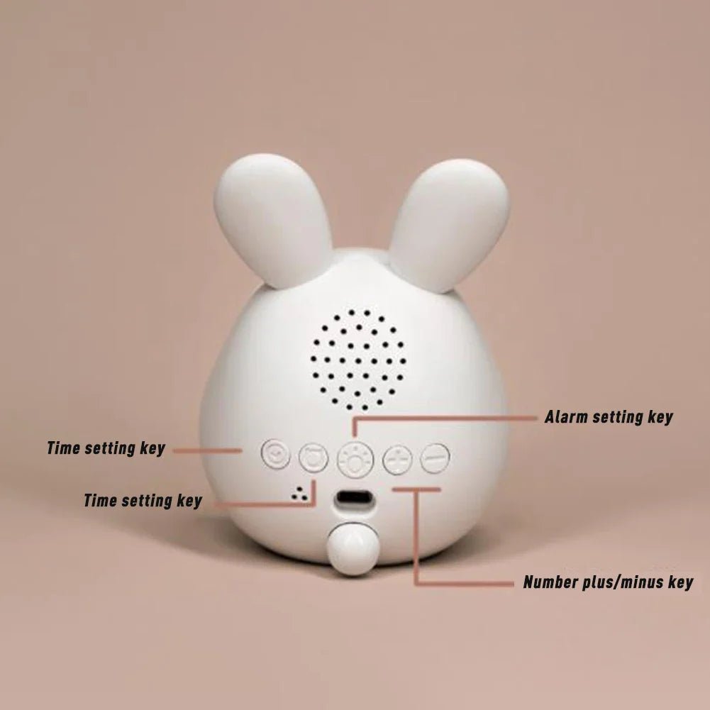Sødt kaninformet vækkeur med LED natlys - BunnyBeam
