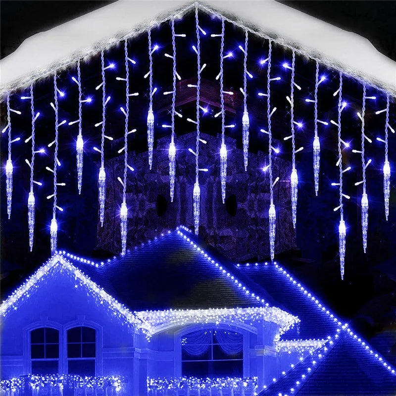 LED-ljusslinga i isbitsdesign | 8 olika inställningar | Vinterdekoration till jul och nyår 2026 | EU-kontakt