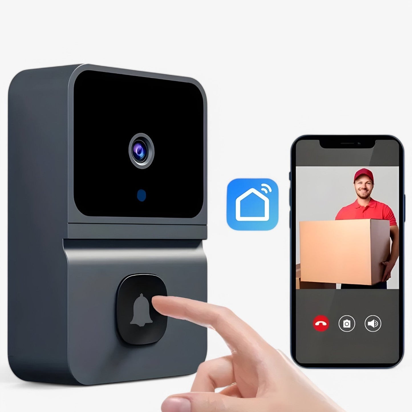 Slim WiFi videodørklokke med tovejs intercom og nattesyn – Trådløs sikkerhed med smartphone-forbindelse