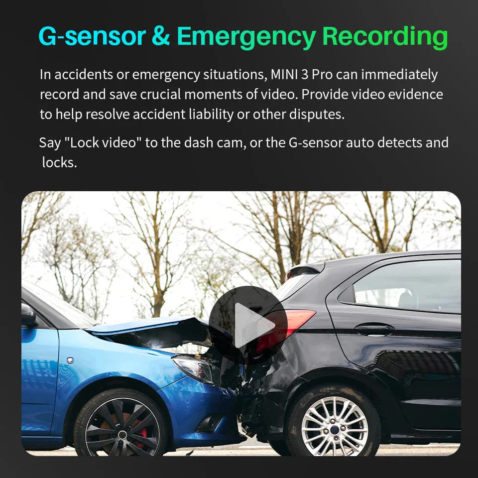 Diskret 2K Dash Cam med WiFi & Stemmekontrol - Klar Nattesyn