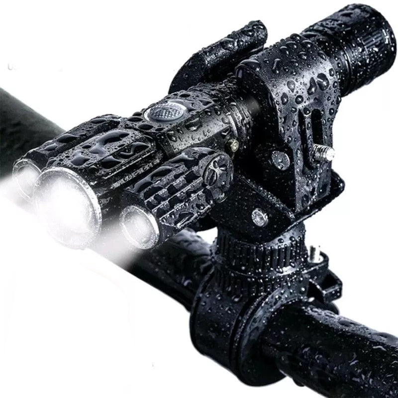 Tre Hoved Genopladelig Rotérbar Lommelygte