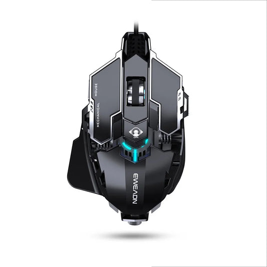 Ergonomisk RGB Mekanisk Gamingmus i Metall med Kabelansluten Design