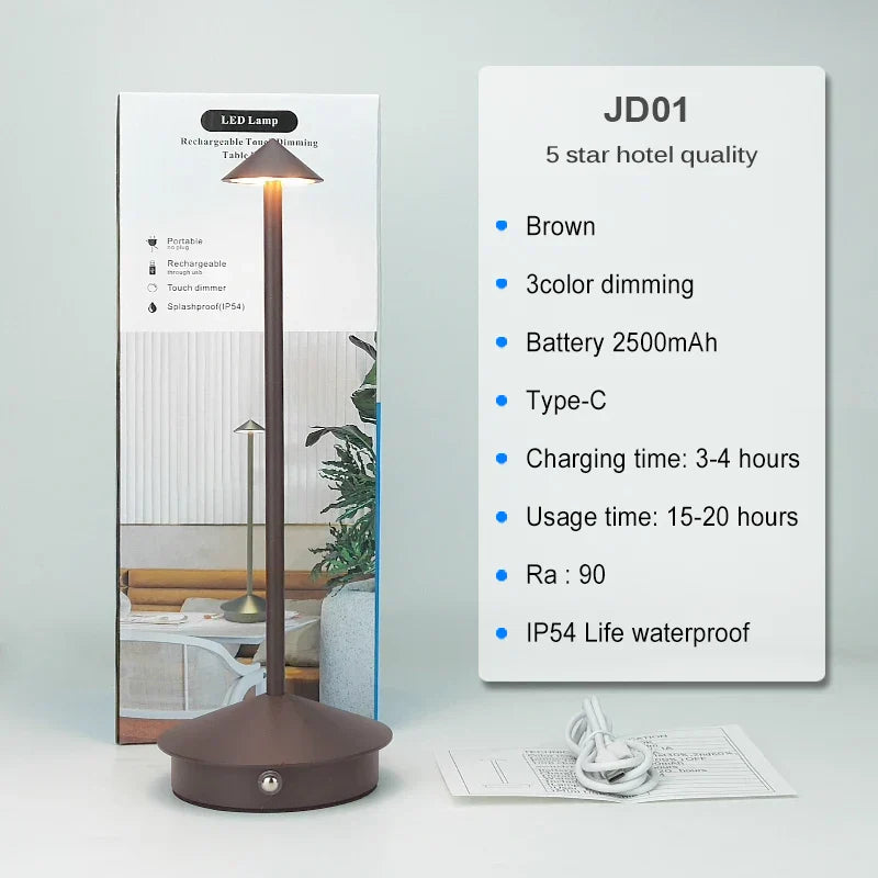 Trådløs LED Bordlampe – Genopladelig, Dæmpbar, Vandtæt, Multifunktionel