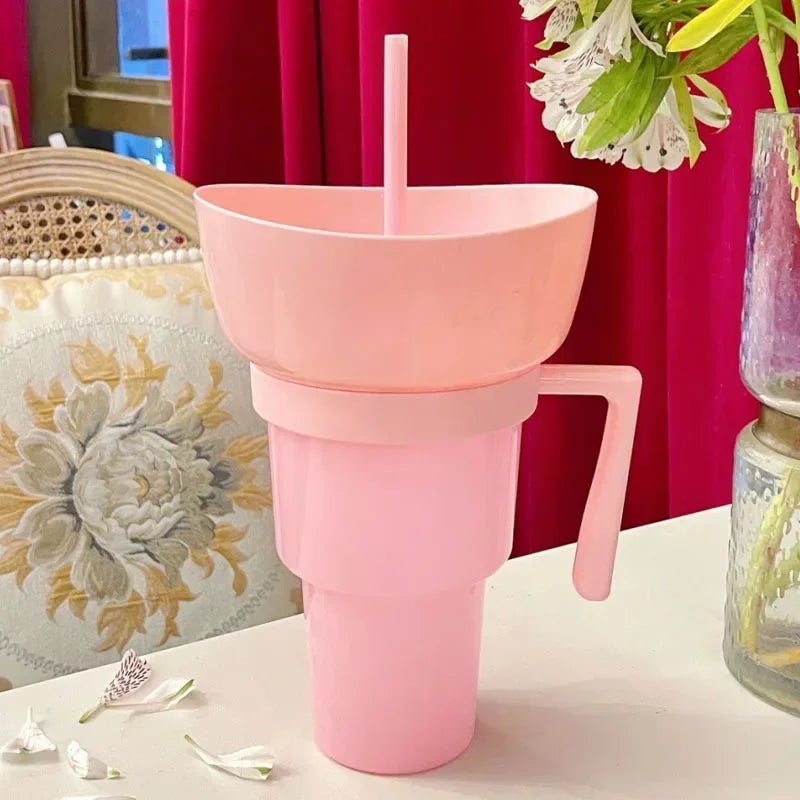 DualSip Luxe Krus til Snacks og Drikke | 2-i-1 Tasse med Lækagesikker Design til Travle Dage og Familieture