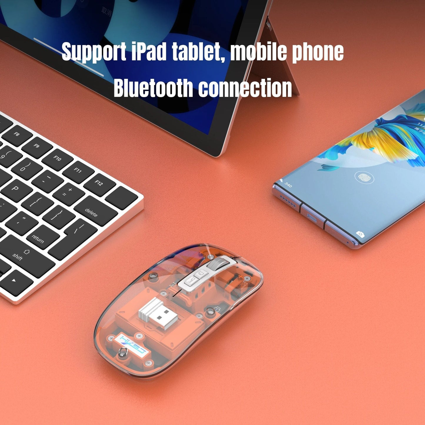 Trådlös Bluetooth-mus i transparent design