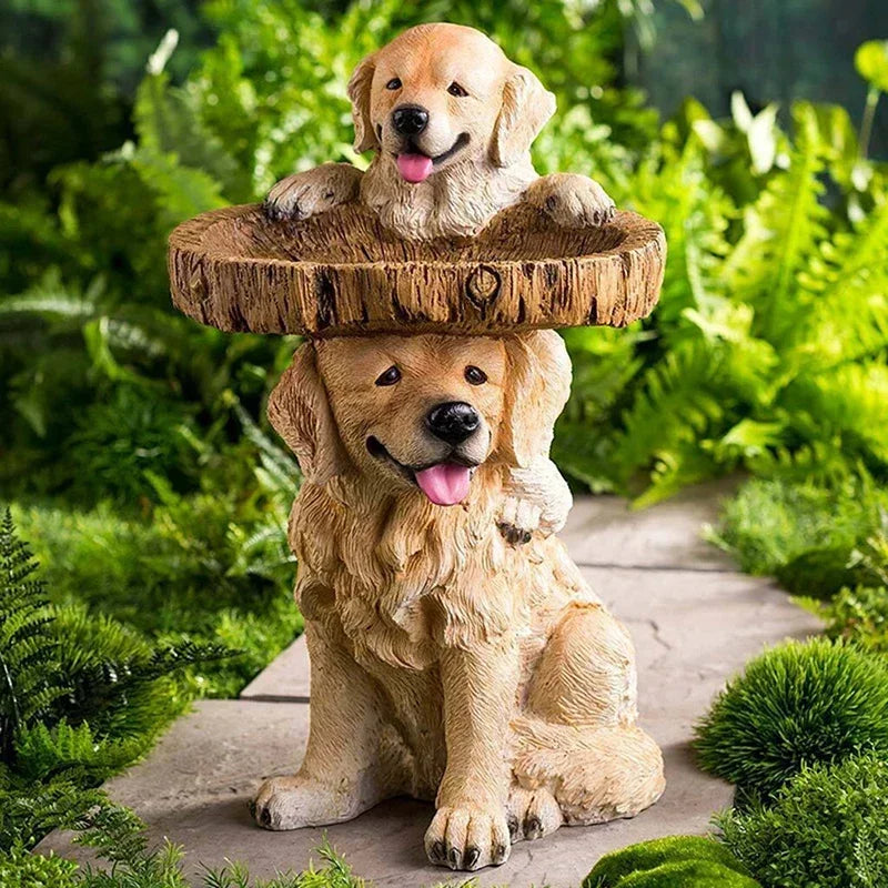Guldfarvet Retriever Hvalp Havefigur til Fugl Badekar