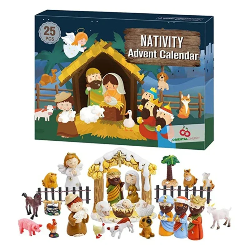 Adventskalender med 24 Harzminiaturer til Kribbe