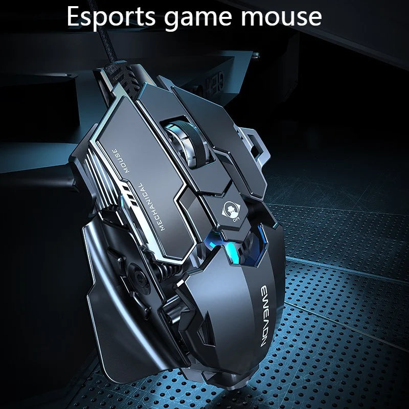 Ergonomisk RGB Mekanisk Gaming Mus i Metal med Kablet Design