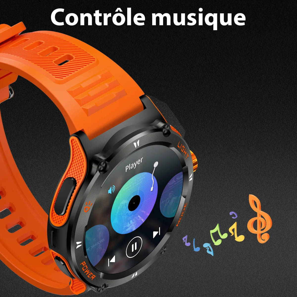 Smartwatch til Mænd med HD Skærm, LED Lygte og Kompas