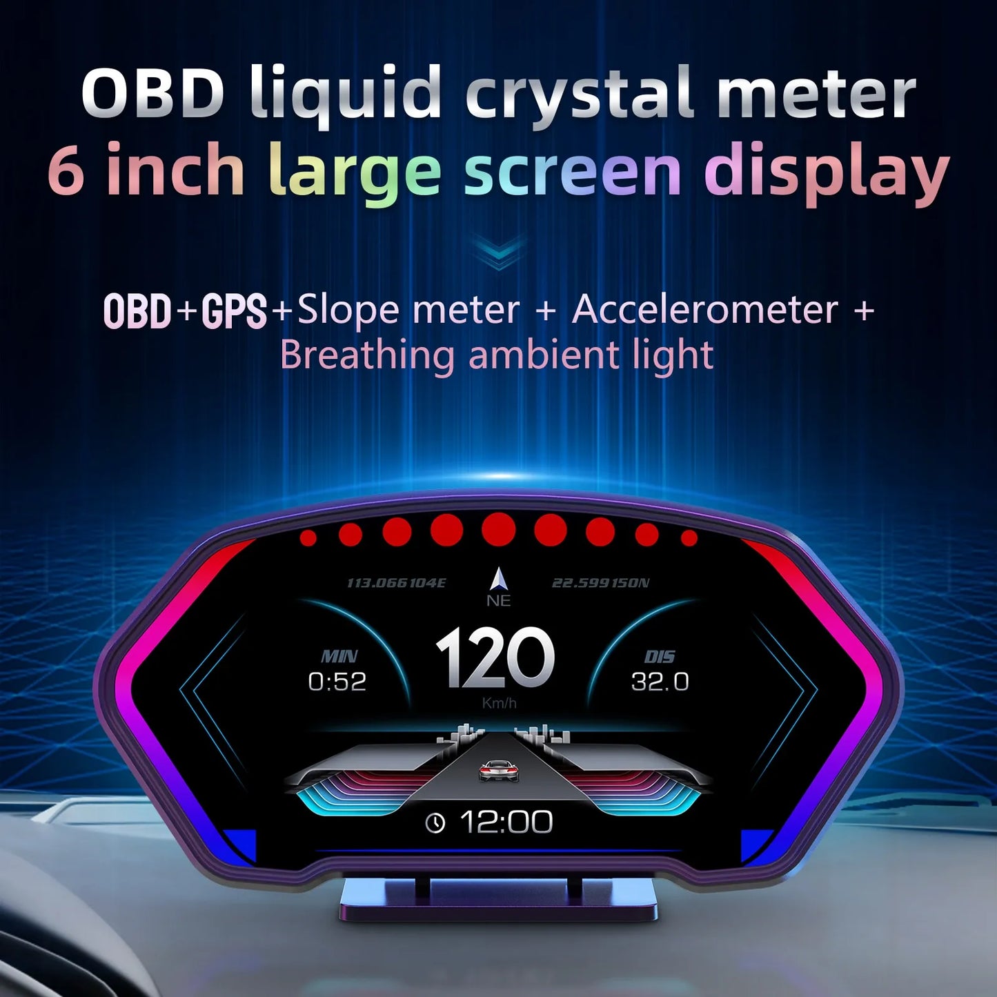 Digital bil Head-Up krystal display speedometer