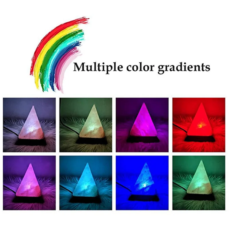 USB LED Pyramid med Himalaya kristallsaltlampa, luftrenare & stämning