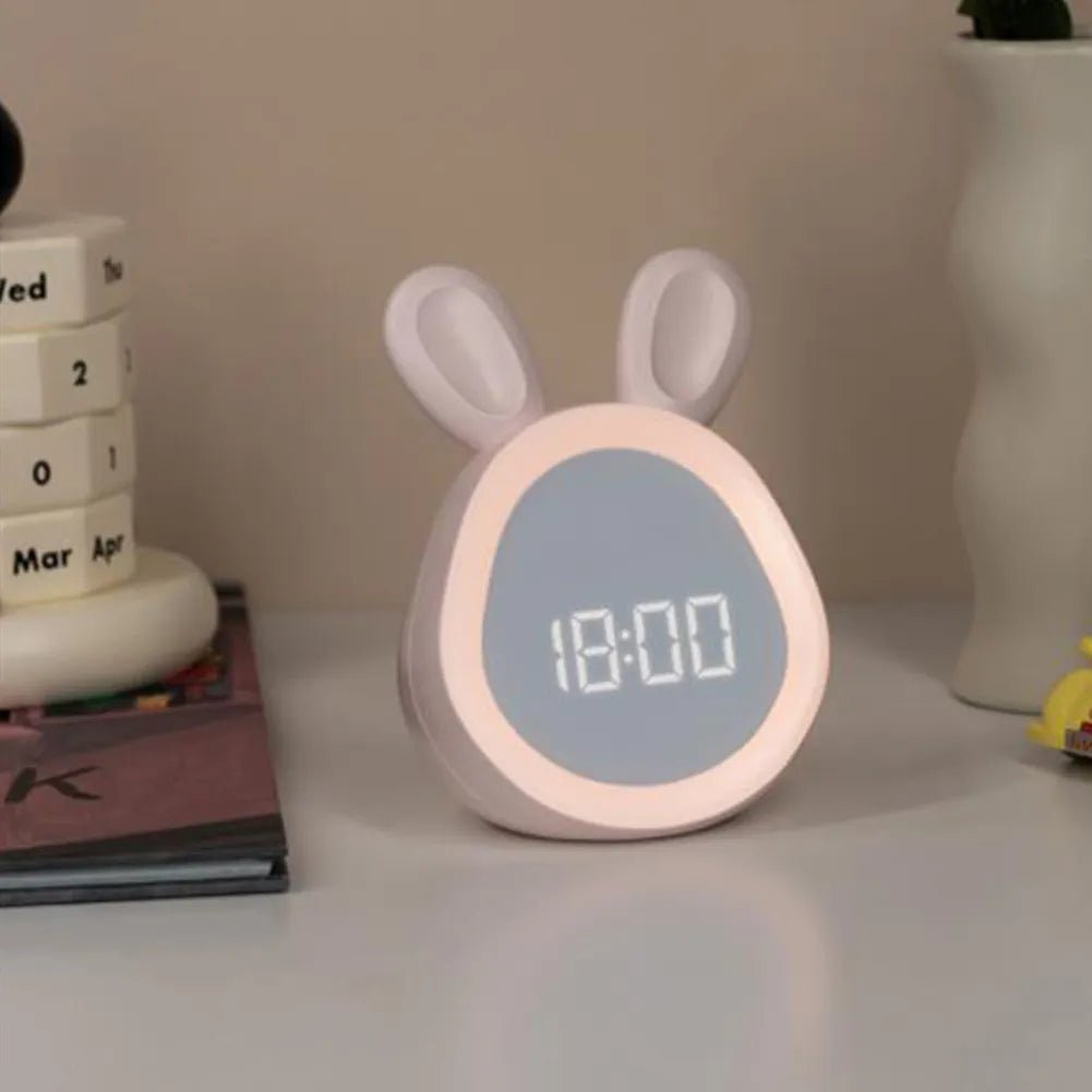 Sødt kaninformet vækkeur med LED natlys - BunnyBeam