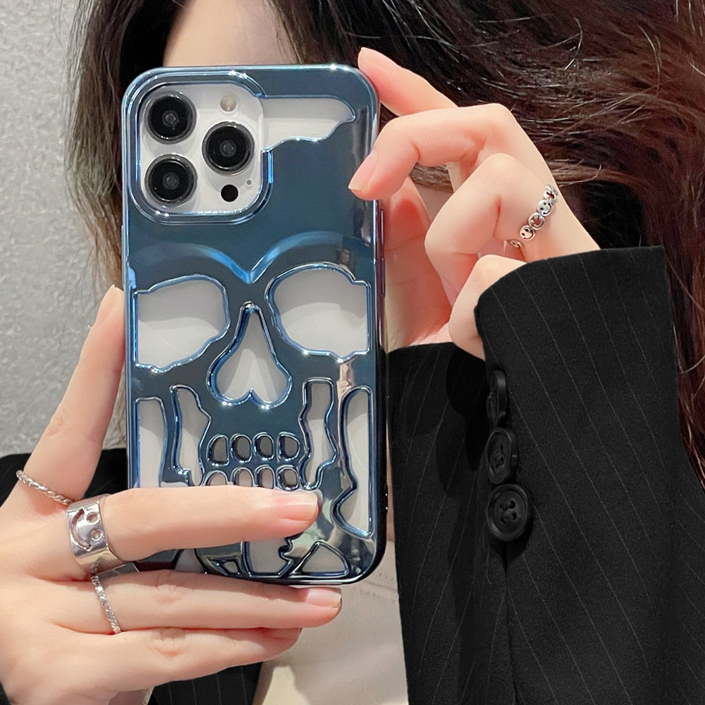 Smartphone Cover med Gotisk Skull Design i Midnattsfarve