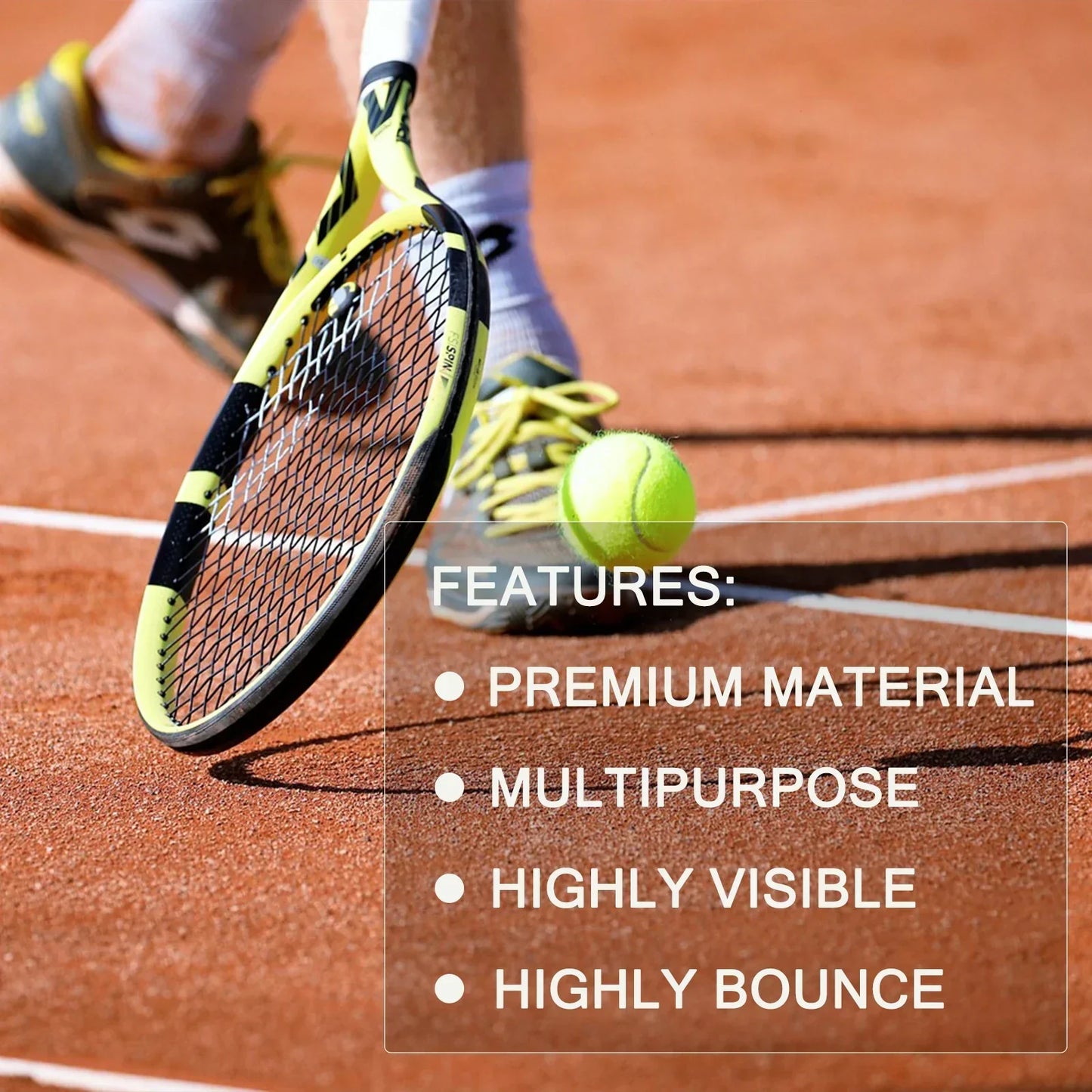 Set med 12 tennisbollar, hög elasticitet, träningsbollar med nätväska