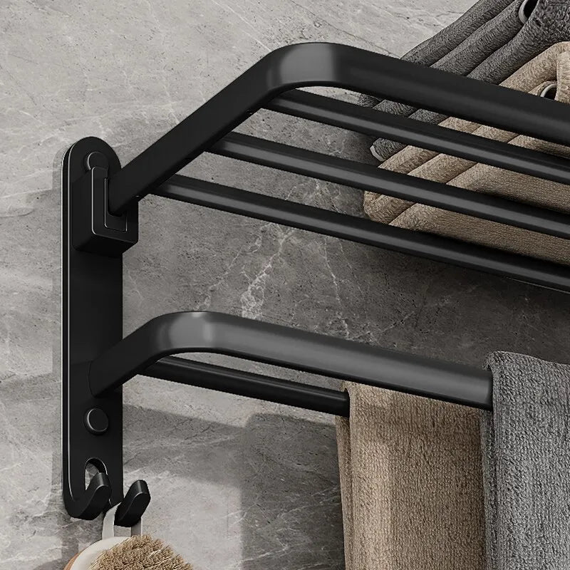 Elegant handdukshängare i aluminium – Utrymmessnål hopfällbar design