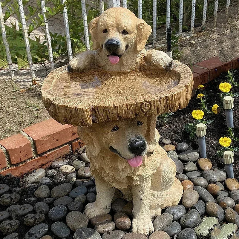 Guldfarvet Retriever Hvalp Havefigur til Fugl Badekar
