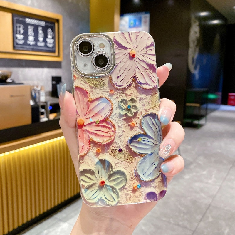 Blomster Glød Blød Stødabsorberende iPhone Etui
